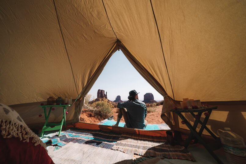 camping tips for beginners, Monument valley, glamping, bell tent, humble and free, blog, travel