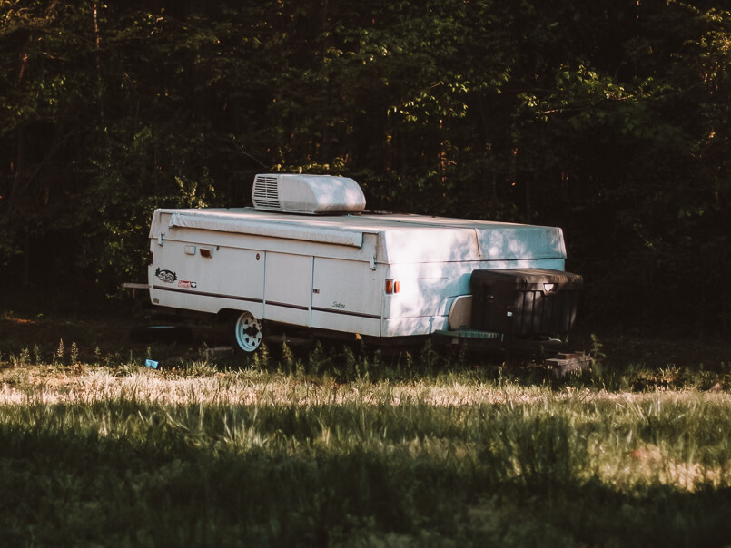 popup trailer folded, What type of camper right for you, Buying first Travel Trailer, Van, RV, Humble and free, blog travel, couple, adventure, ourdoors, humbleandfree
